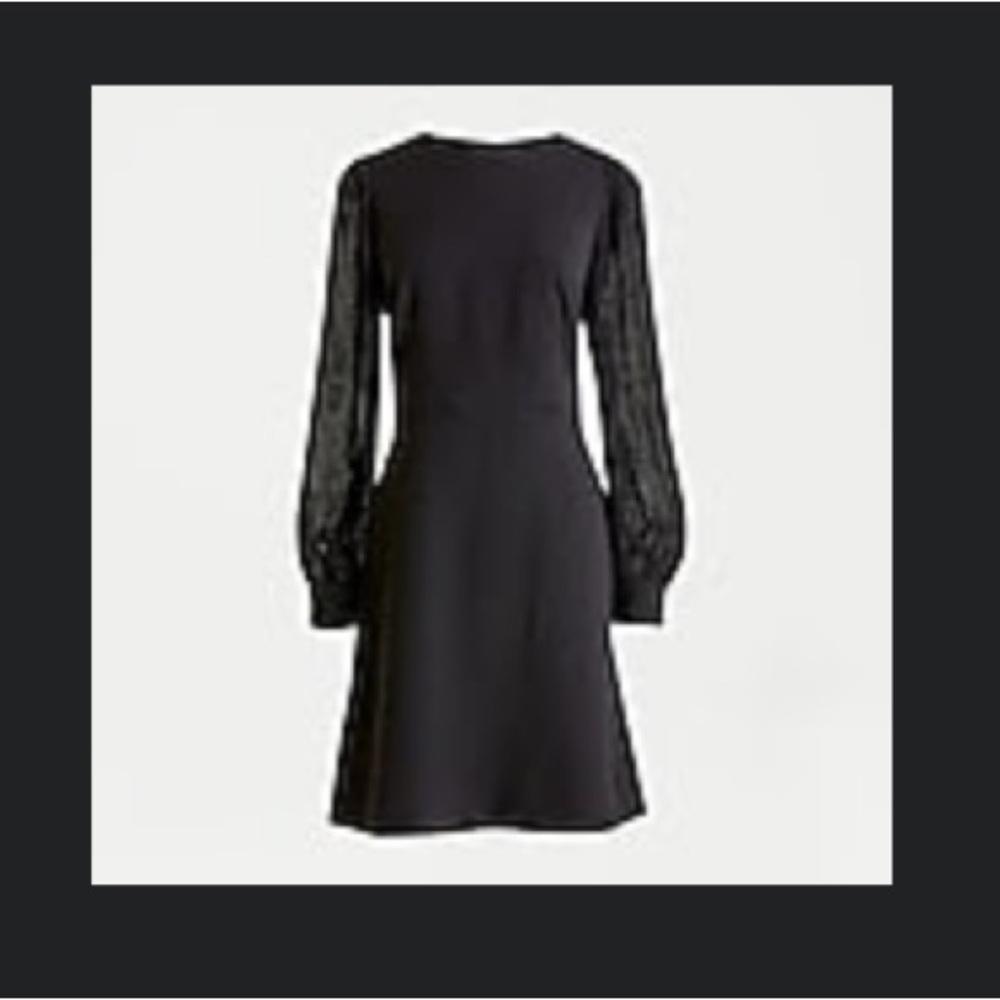 NWT J.Crew Pleated-sleeve A-line dress, in black, size 14.